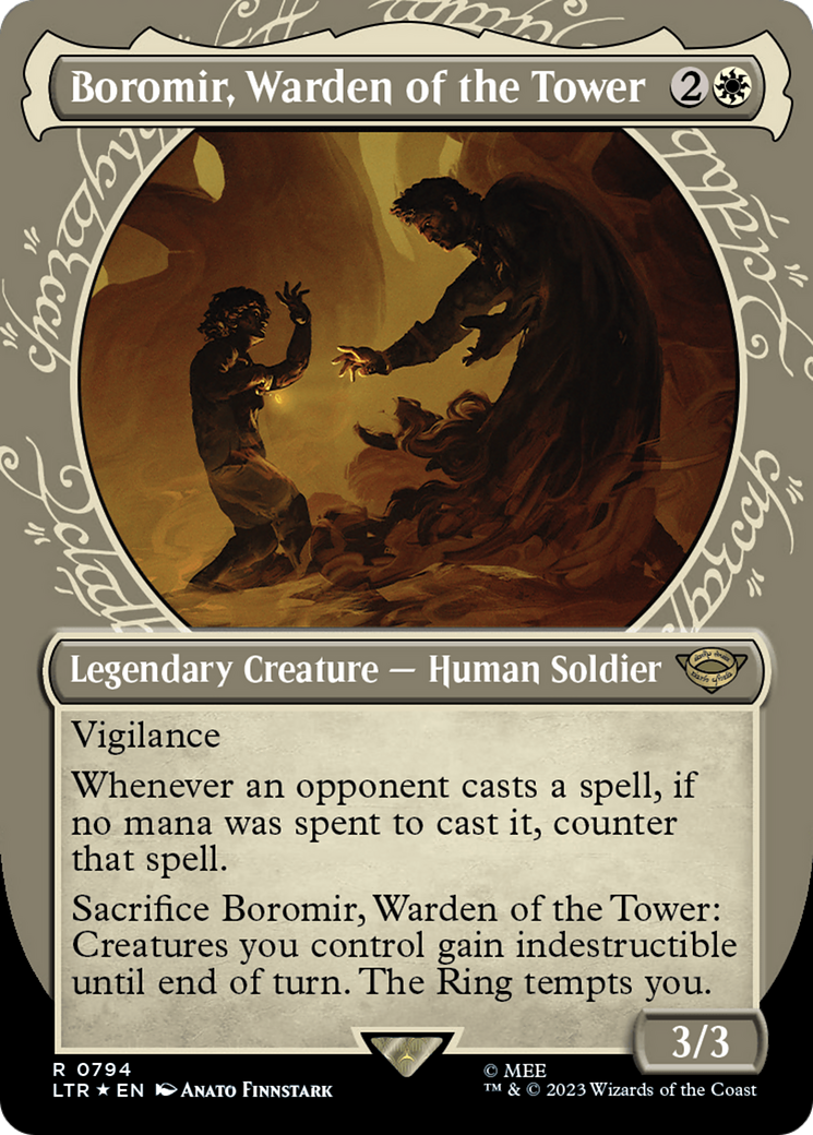Boromir, Warden of the Tower (Showcase) (Surge Foil) [The Lord of the Rings: Tales of Middle-Earth] | Good Games Cannington