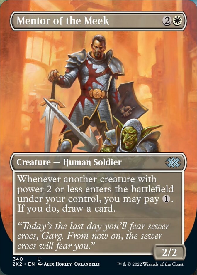 Mentor of the Meek (Borderless Alternate Art) [Double Masters 2022] | Good Games Cannington