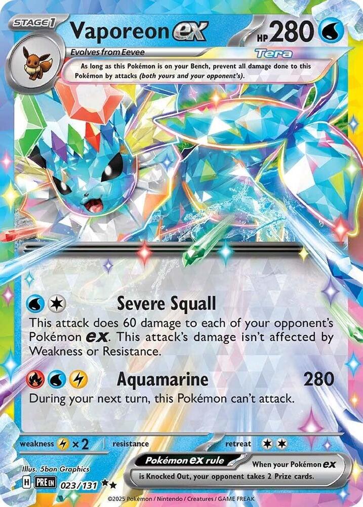 Vaporeon ex  023/131 (SV: Prismatic Evolutions)  - Holofoil | Good Games Cannington