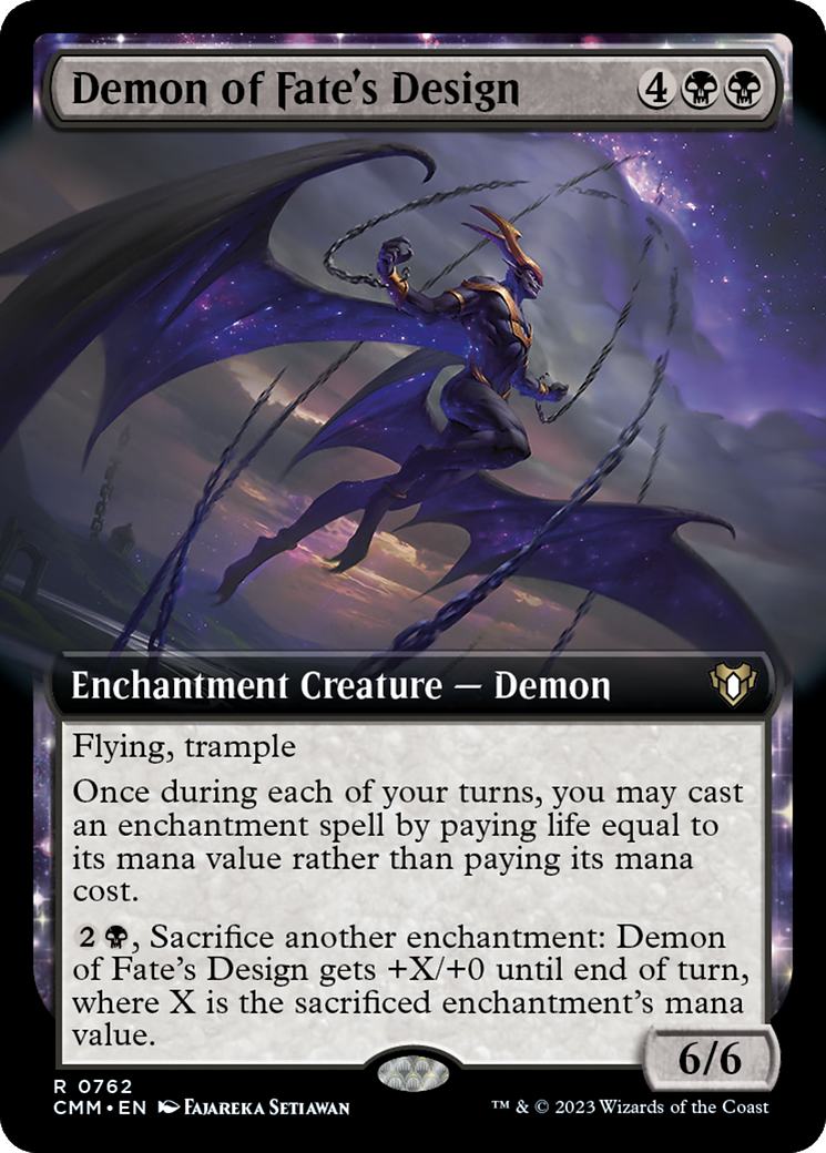 Demon of Fate's Design (Extended Art) [Commander Masters] | Good Games Cannington