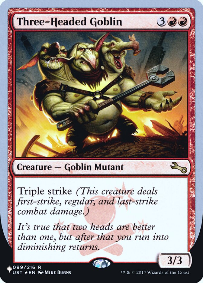 Three-Headed Goblin (Unfinity Foil Edition) [The List] | Good Games Cannington