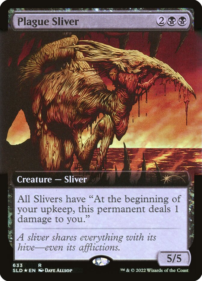 Plague Sliver (Extended Art) (Step-and-Compleat Foil) [Secret Lair Drop Promos] | Good Games Cannington