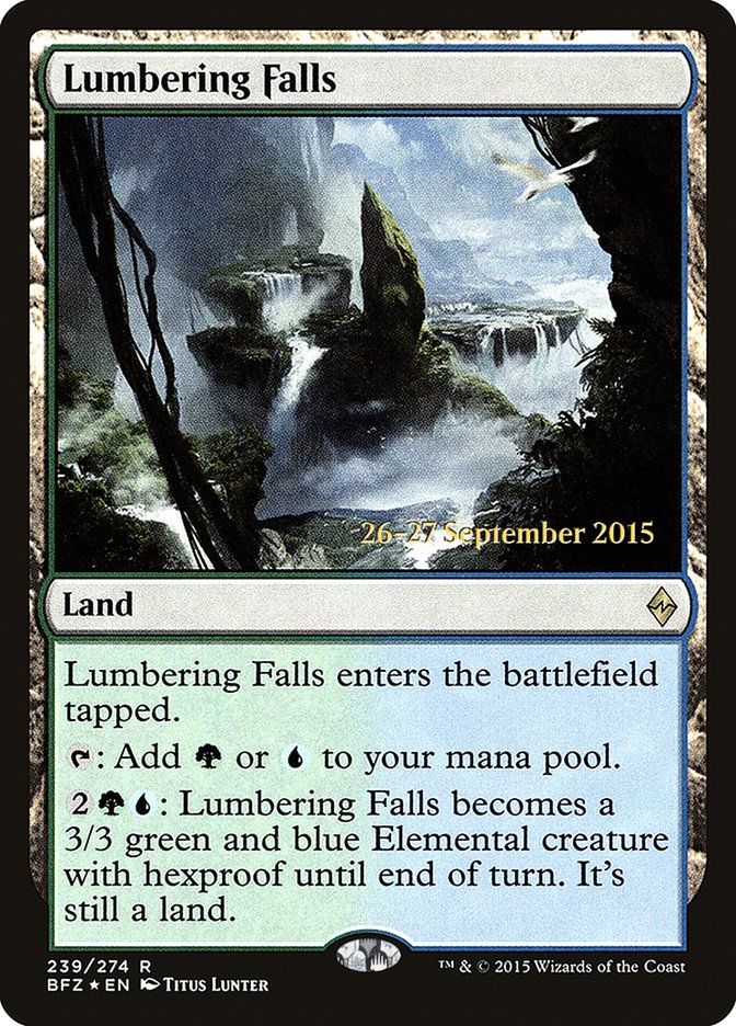 Lumbering Falls [Battle for Zendikar Prerelease Promos] | Good Games Cannington
