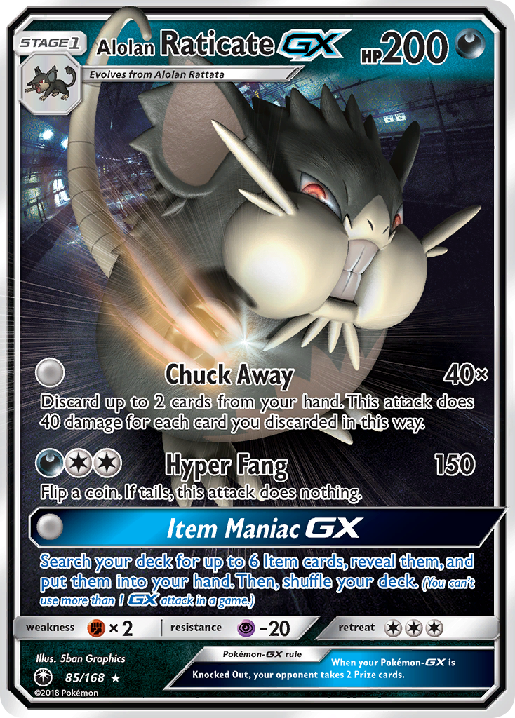 Alolan Raticate GX (85/168) [Sun & Moon: Celestial Storm] | Good Games Cannington