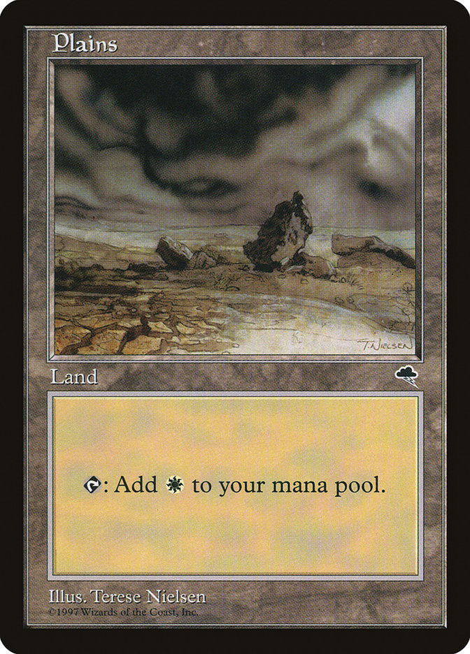 Plains (Black Signature on White Background) [Tempest] | Good Games Cannington