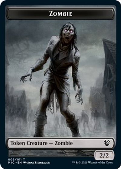 Zombie // Zombie Double-Sided Token (005 MIC/005 MID) [Innistrad: Midnight Hunt Commander Tokens] | Good Games Cannington