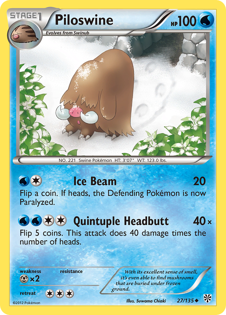 Piloswine (27/135) [Black & White: Plasma Storm] | Good Games Cannington