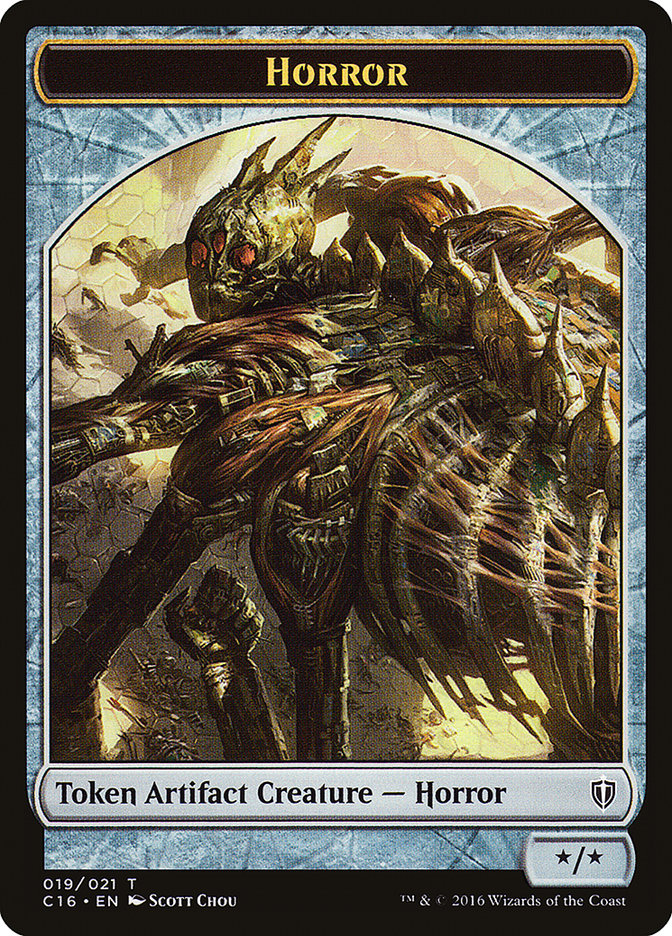 Horror // Thopter Double-Sided Token [Commander 2016 Tokens] | Good Games Cannington