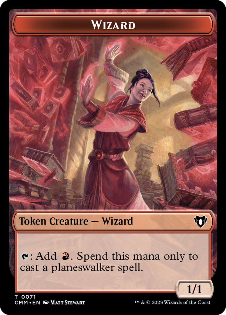 Chandra, Torch of Defiance Emblem // Wizard Double-Sided Token [Commander Masters Tokens] | Good Games Cannington