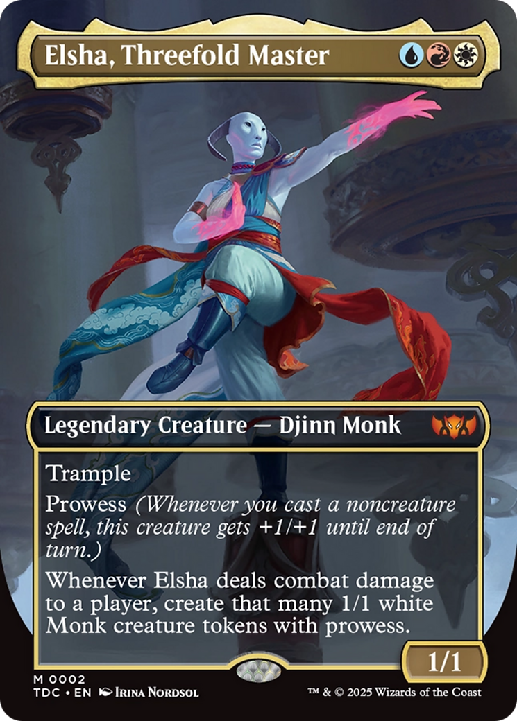 Elsha, Threefold Master (Borderless) [Tarkir: Dragonstorm Commander] | Good Games Cannington