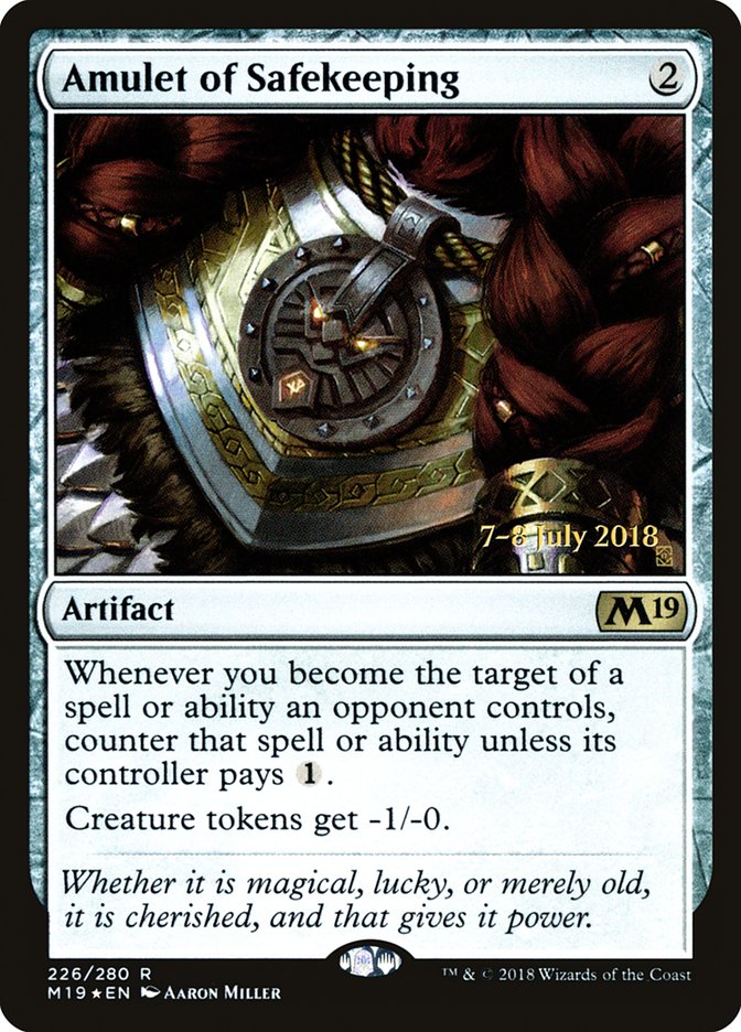 Amulet of Safekeeping [Core Set 2019 Prerelease Promos] | Good Games Cannington