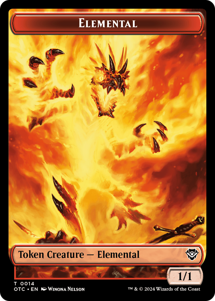 Elemental (0014) // Soldier (0026) Double-Sided Token [Outlaws of Thunder Junction Commander Tokens] | Good Games Cannington
