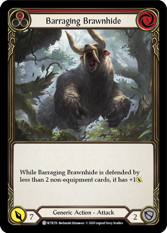 Barraging Brawnhide (Red) [U-WTR176] (Welcome to Rathe Unlimited)  Unlimited Rainbow Foil | Good Games Cannington