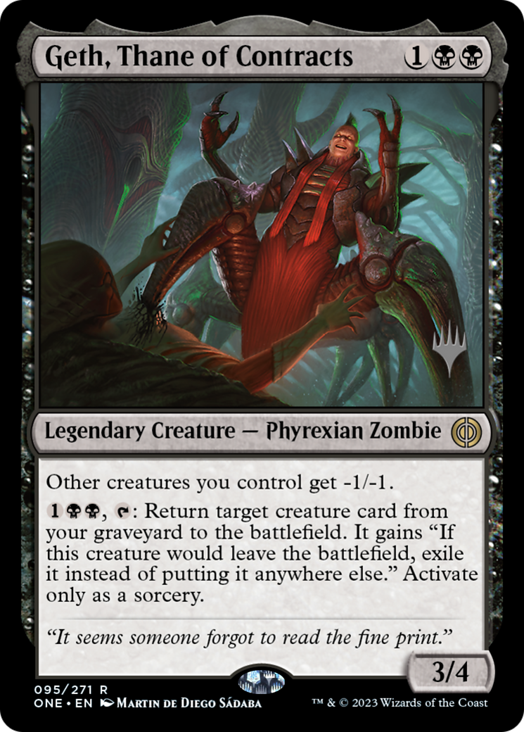 Geth, Thane of Contracts (Promo Pack) [Phyrexia: All Will Be One Promos] | Good Games Cannington