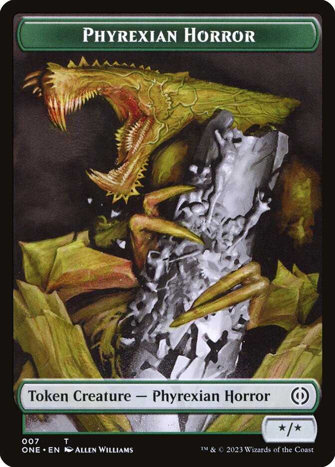 Phyrexian Goblin // Phyrexian Horror Double-Sided Token [Phyrexia: All Will Be One Tokens] | Good Games Cannington
