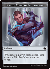 Emblem - Kaito, Cunning Infiltrator // Ninja Doubled-Sided Token [Foundations Tokens] | Good Games Cannington