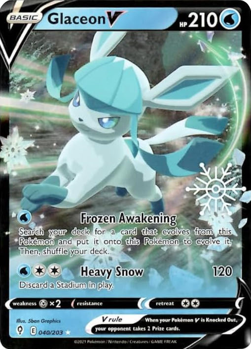 Glaceon V (040/203) (Holiday Calendar) [Sword & Shield: Evolving Skies] | Good Games Cannington