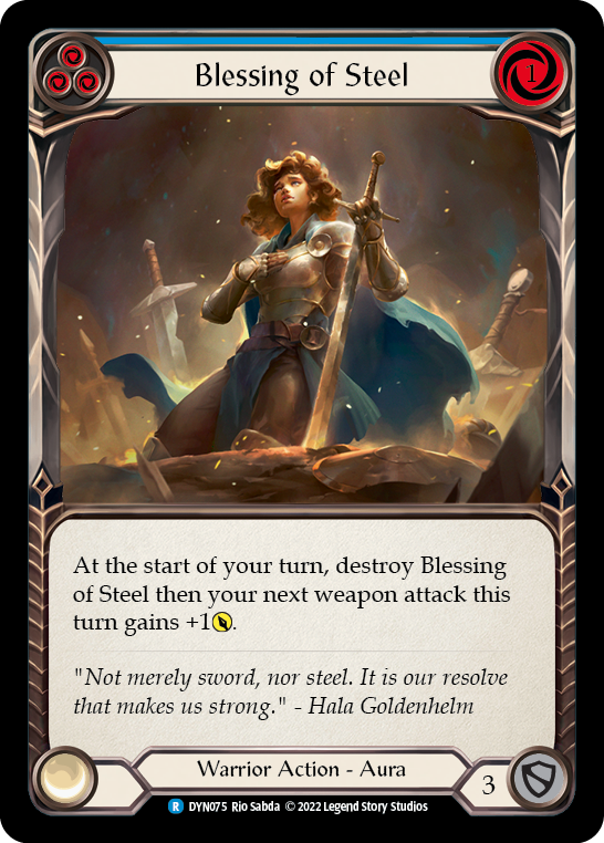 Blessing of Steel (Blue) [DYN075] (Dynasty)  Rainbow Foil | Good Games Cannington