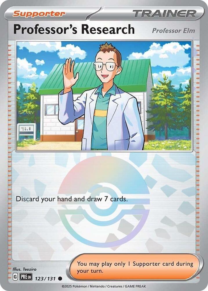 Professor's Research (123/131) [Professor Elm] (Poke Ball Pattern) [Scarlet & Violet: Prismatic Evolutions] | Good Games Cannington