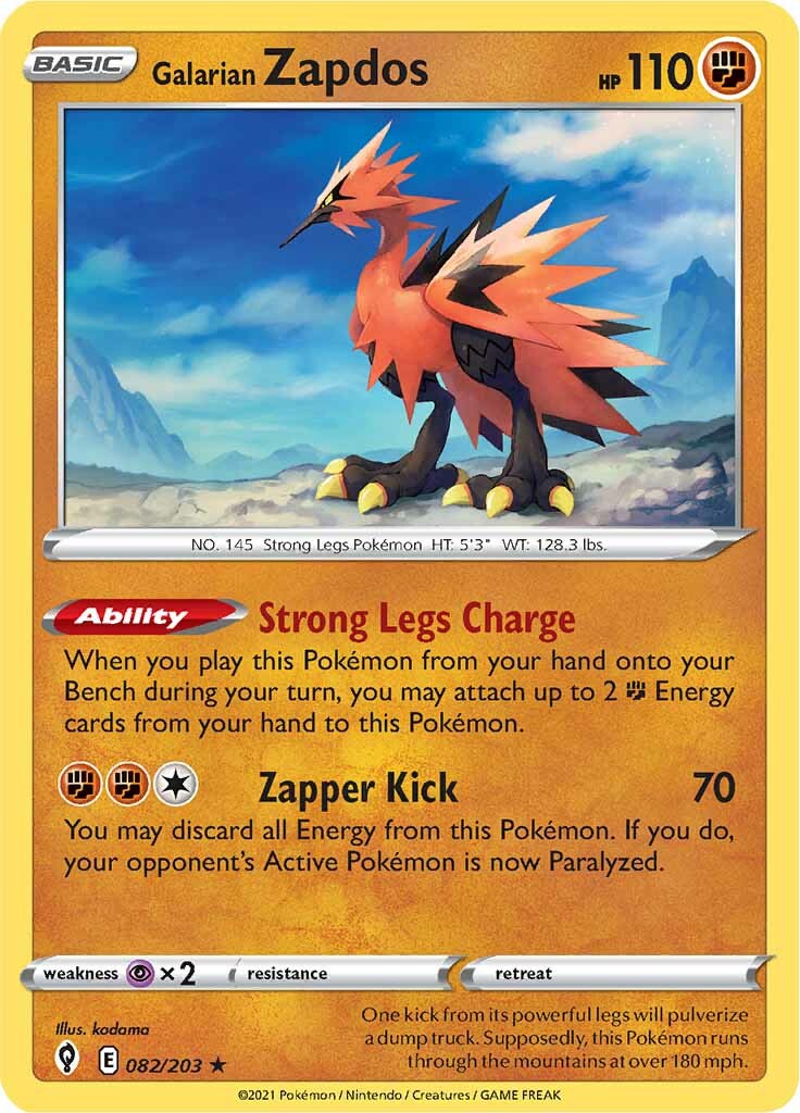 Galarian Zapdos (082/203) [Sword & Shield: Evolving Skies] | Good Games Cannington