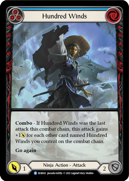 Hundred Winds (Blue) [EVR043] (Everfest)  1st Edition Extended Art Rainbow Foil | Good Games Cannington