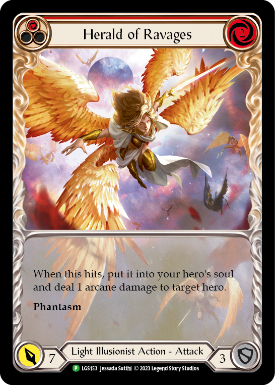 Herald of Ravages (Red) (Extended Art) [LGS153] (Promo)  Rainbow Foil | Good Games Cannington
