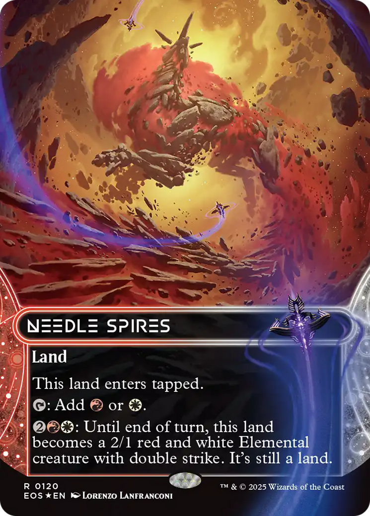 Needle Spires (0120) (Borderless) (Galaxy Foil) [Edge of Eternities: Stellar Sights] | Good Games Cannington