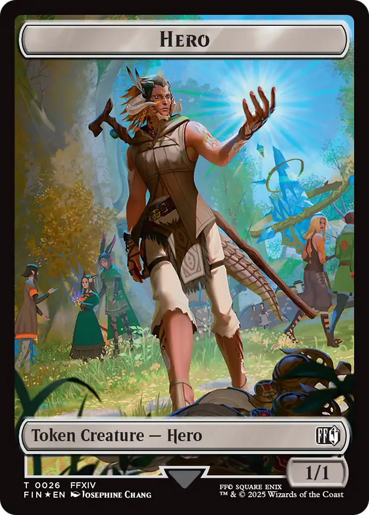 Spirit // Hero (0026) Double-Sided Token (Surge Foil) [FINAL FANTASY Commander Tokens] | Good Games Cannington
