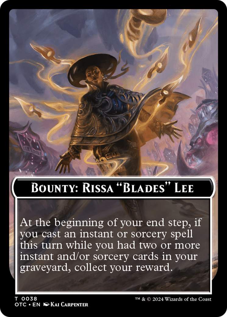 Bounty: Rissa "Blades" Lee // Bounty Rules Double-Sided Token [Outlaws of Thunder Junction Commander Tokens] | Good Games Cannington