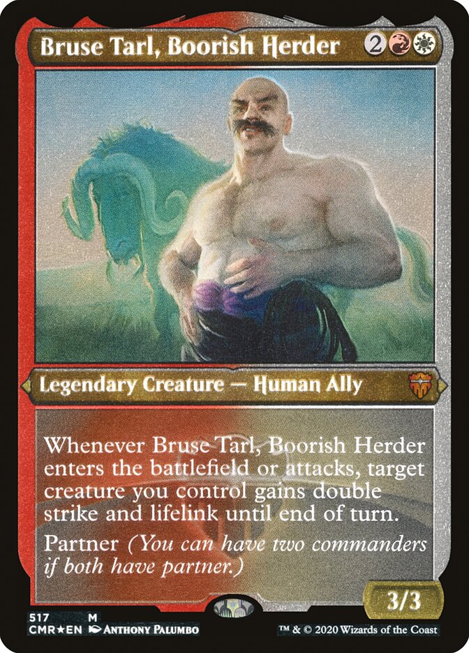 Bruse Tarl, Boorish Herder (Etched) [Commander Legends] | Good Games Cannington