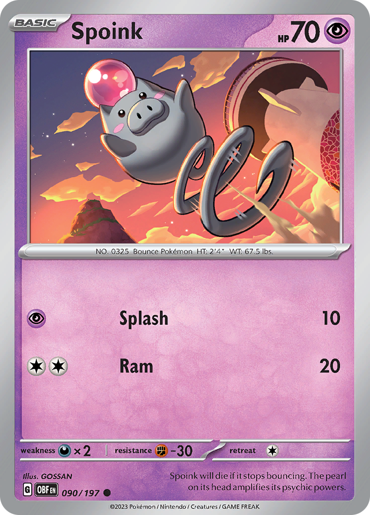 Spoink (090/197) [Scarlet & Violet: Obsidian Flames] | Good Games Cannington