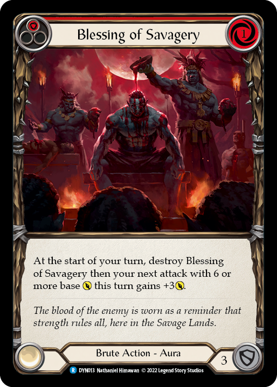 Blessing of Savagery (Red) [DYN013] (Dynasty)  Rainbow Foil | Good Games Cannington