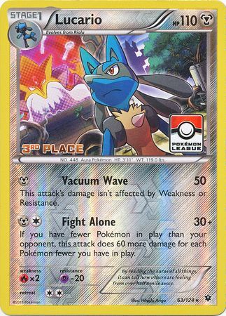 Lucario (63/124) (League Promo 3rd Place) [XY: Fates Collide] | Good Games Cannington