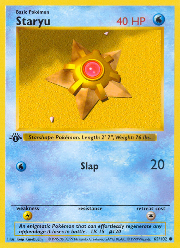Staryu (65/102) (Shadowless) [Base Set 1st Edition] | Good Games Cannington