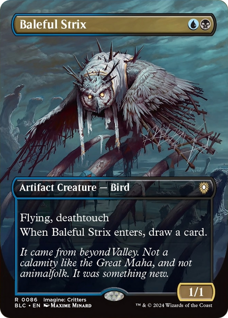 Baleful Strix (Borderless) [Bloomburrow Commander] | Good Games Cannington
