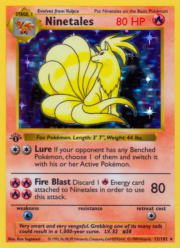 Ninetales (12/102) (Shadowless) [Base Set 1st Edition] | Good Games Cannington
