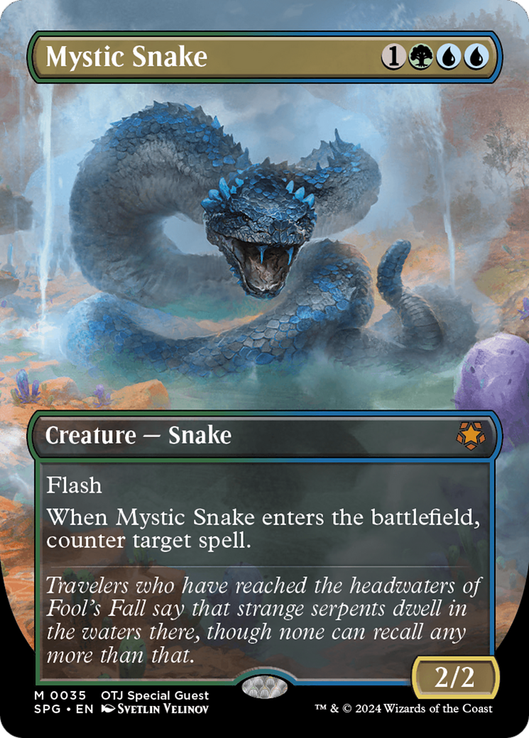 Mystic Snake (Borderless) [Outlaws of Thunder Junction Special Guests] | Good Games Cannington