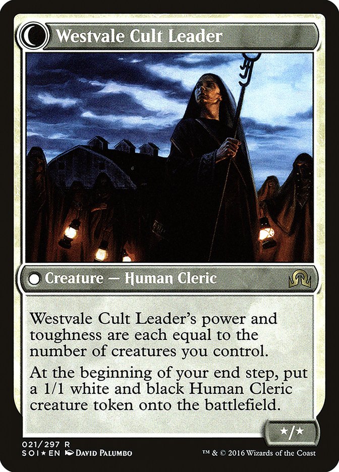 Hanweir Militia Captain // Westvale Cult Leader [Shadows over Innistrad Prerelease Promos] | Good Games Cannington