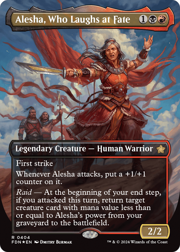 Alesha, Who Laughs at Fate (Borderless) (Mana Foil) [Foundations] | Good Games Cannington