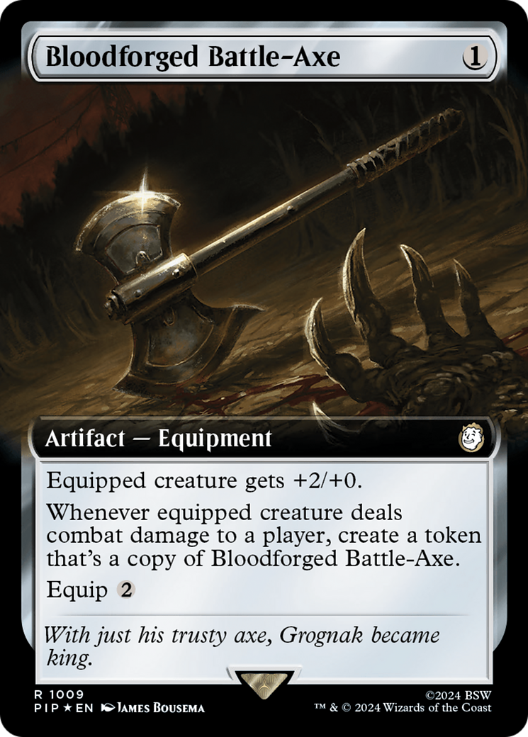 Bloodforged Battle-Axe (Extended Art) (Surge Foil) [Fallout] | Good Games Cannington