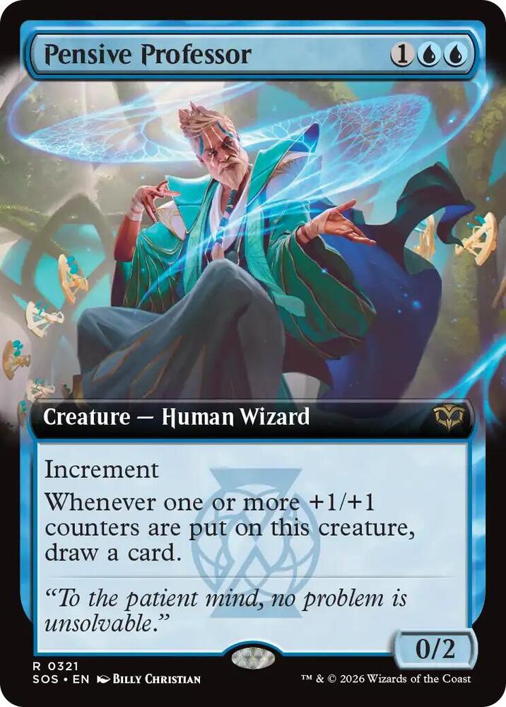 Pensive Professor Extended Art 321 (Secrets of Strixhaven)  - Extended Art Foil | Good Games Cannington
