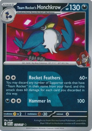 Team Rockets Honchkrow Team Rocket 127/217 (ME: Ascended Heroes)  - Reverse Holofoil | Good Games Cannington