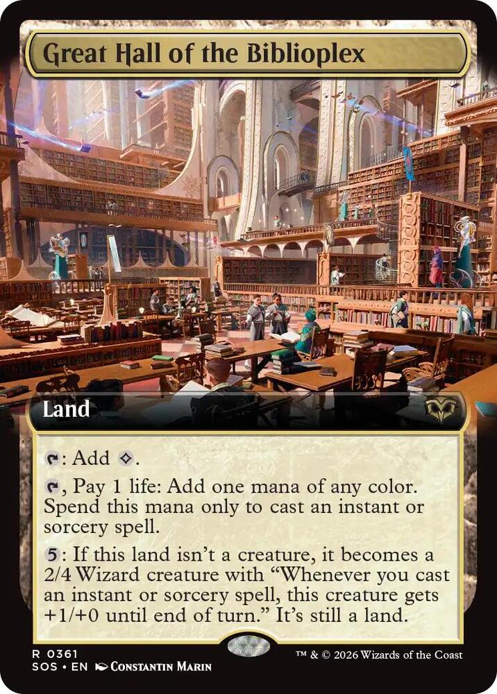 Great Hall of the Biblioplex 361 (Secrets of Strixhaven)  - Extended Art Foil | Good Games Cannington