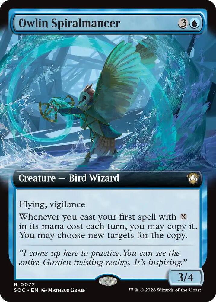 Owlin Spiralmancer 72 (Commander: Secrets of Strixhaven)  - Extended Art | Good Games Cannington