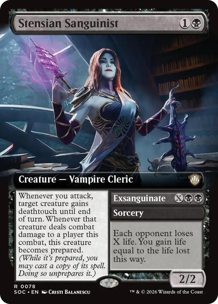 Stensian Sanguinist // Exsanguinate 78 (Commander: Secrets of Strixhaven)  - Extended Art | Good Games Cannington