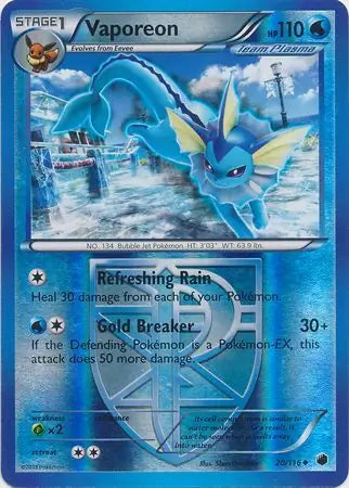 Vaporeon Team Plasma 20/116 (Plasma Freeze)  - Reverse Holofoil | Good Games Cannington