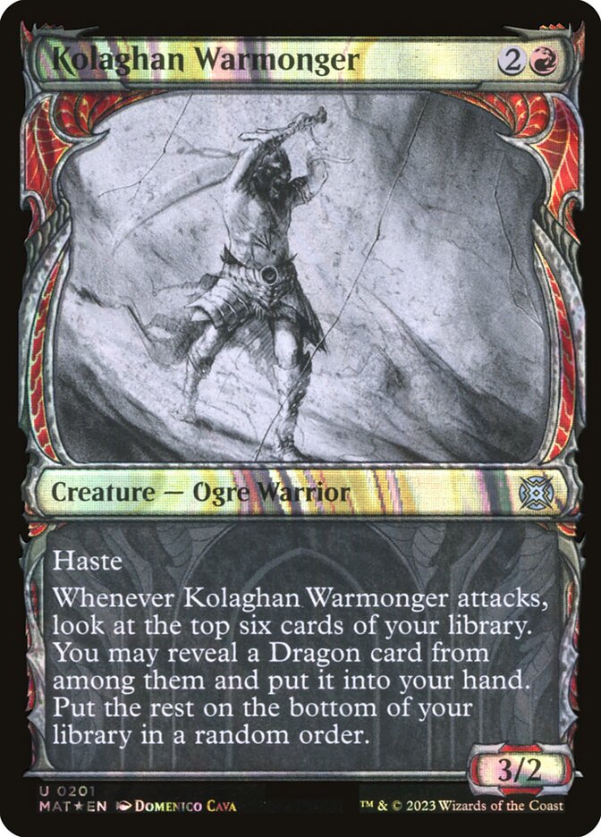 Kolaghan Warmonger 201/50 (March of the Machine: The Aftermath)  - Showcase Halo Foil | Good Games Cannington