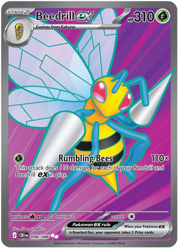 Beedrill ex 098/086 (ME04: Chaos Rising)  - Holofoil | Good Games Cannington