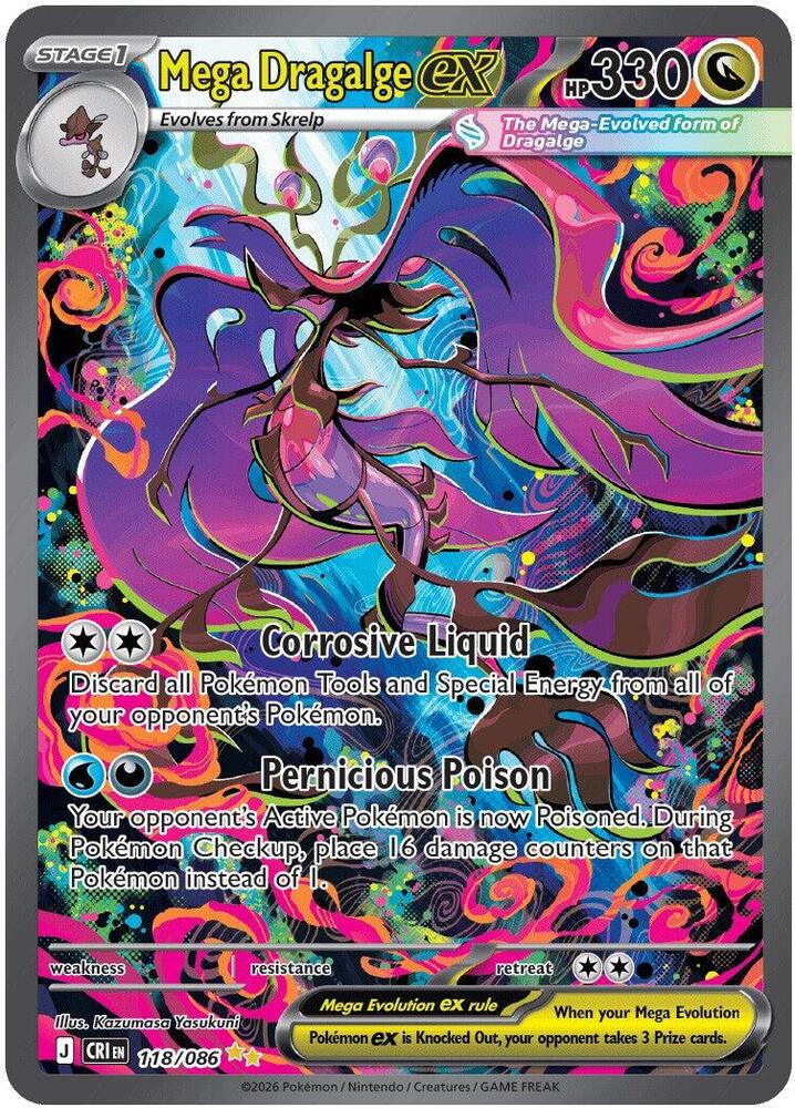 Mega Dragalge ex 118 086 118/086 (ME04: Chaos Rising)  - Holofoil | Good Games Cannington