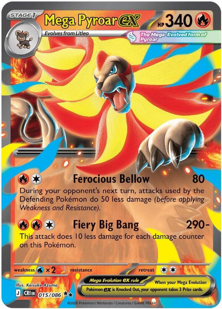 Mega Pyroar ex 015/086 (ME04: Chaos Rising)  - Holofoil | Good Games Cannington